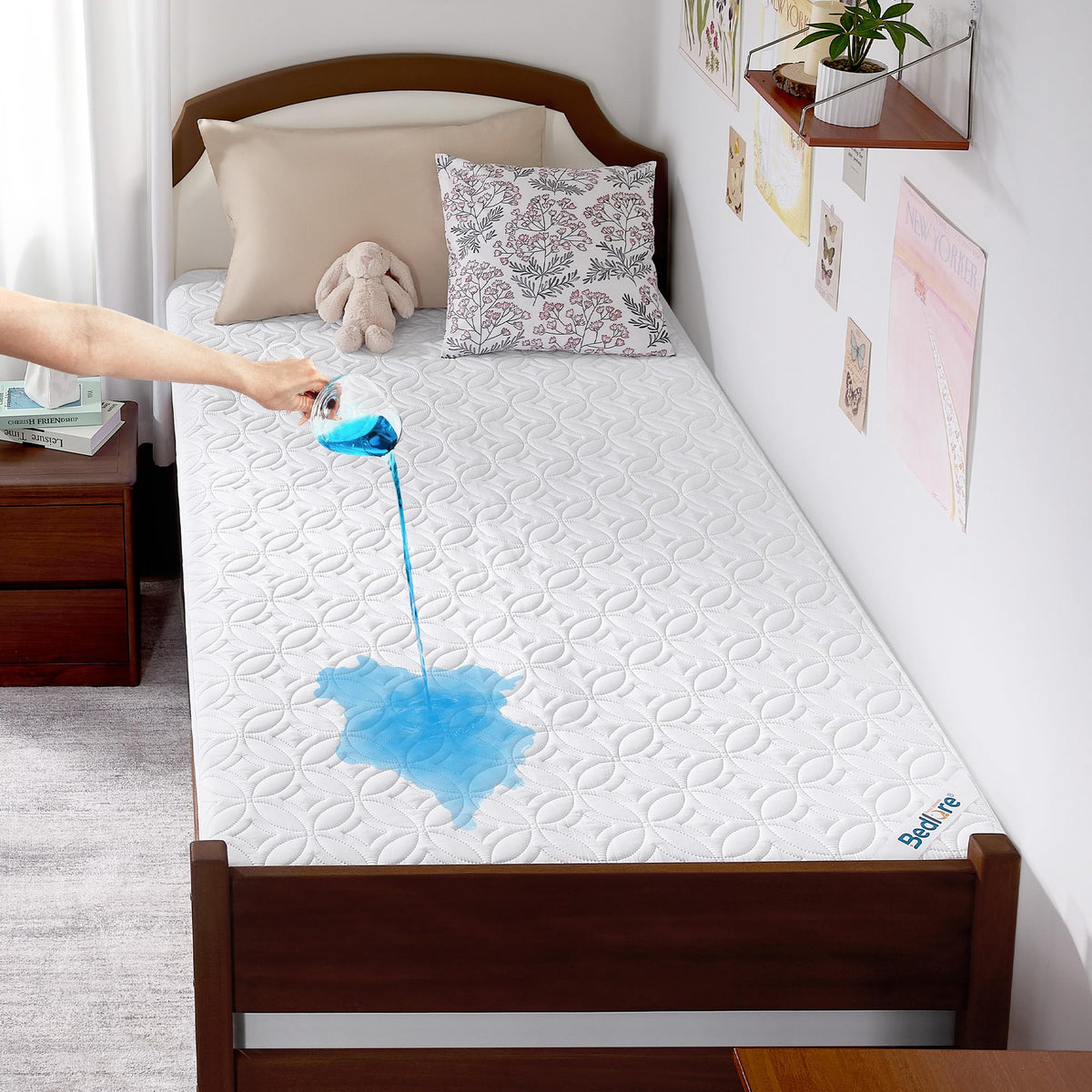 Protège-matelas imperméable BEDLORE, taille King | Bonnets profonds adaptés aux matelas de 15 à 46 cm (6 à 18 pouces), housse douce, silencieuse et résistante aux salissures, lavable (pour maison, chambre, hôtel) – Gris