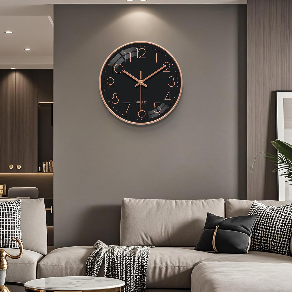 VIKMARI Horloge Murale 20 cm Moderne, Silencieuse, Or Rose, Cuisine, Salon | Décoration cuisine, horloge design moderne, grands chiffres 3D, silencieuse sans tic-tac, idéale pour salon et chambre