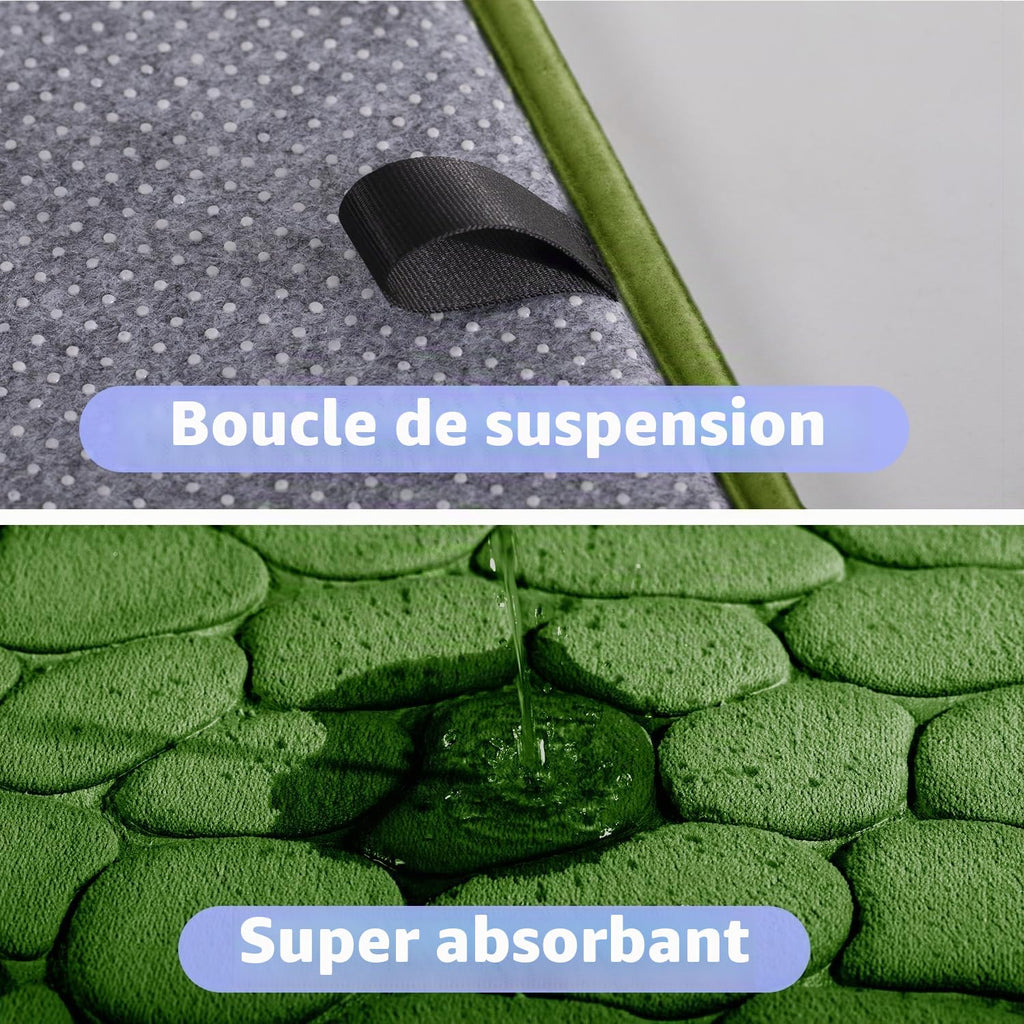 chakme Tapis de Bain en Mousse à mémoire de Forme - Tapis de Douche Absorbant - Tapis de Bain - Tapis décoratif - Antidérapant - pour Salle de Bain et Salon - 43 x 61 cm - Gris foncé