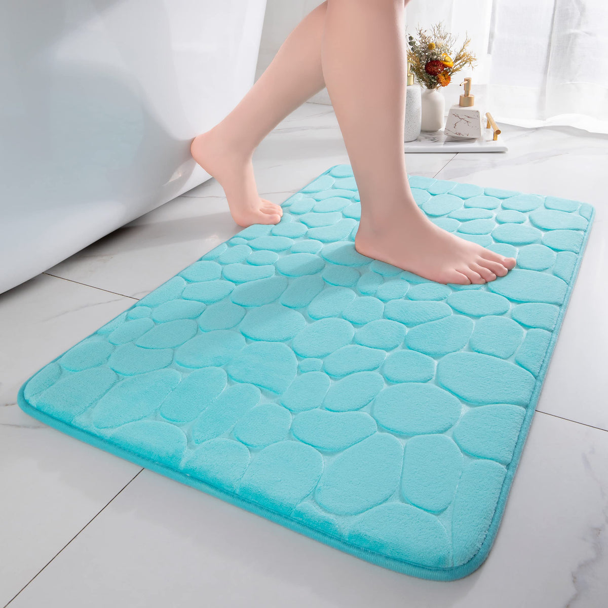 chakme Tapis de Bain en Mousse à mémoire de Forme - Tapis de Douche Absorbant - Tapis de Bain - Tapis décoratif - Antidérapant - pour Salle de Bain et Salon - 43 x 61 cm - Gris foncé