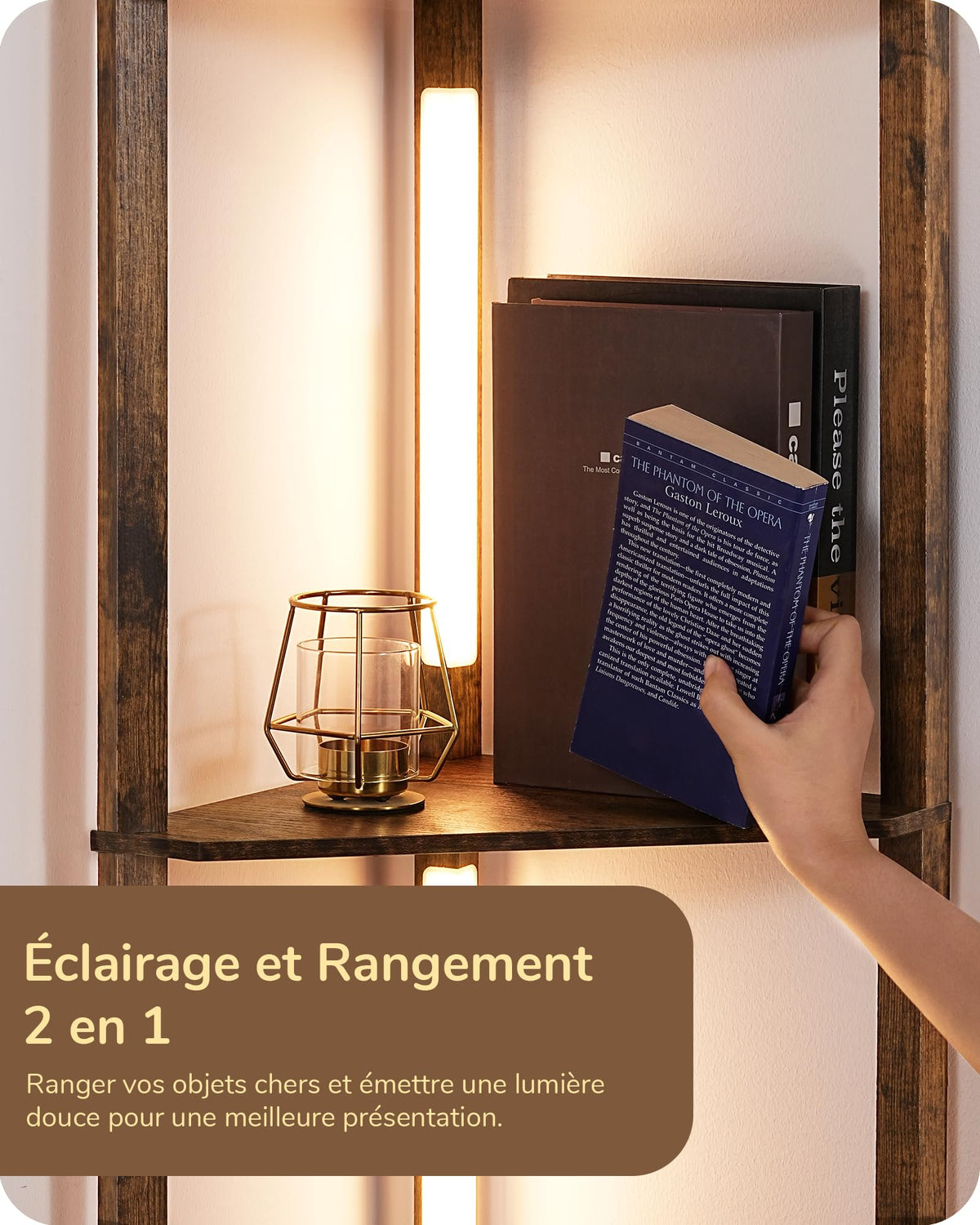 EDISHINE Lampadaire avec Étagère pour Salon, LED Dimmable, Noir | 3 Températures de Couleur, Lampadaire LED avec Tige Pivotante à 360°, Interrupteur au Pied, Étagère d’Angle Éclairée