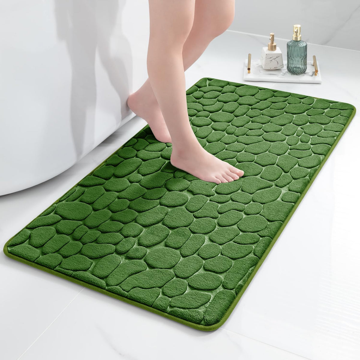 chakme Tapis de Bain en Mousse à mémoire de Forme - Tapis de Douche Absorbant - Tapis de Bain - Tapis décoratif - Antidérapant - pour Salle de Bain et Salon - 43 x 61 cm - Gris foncé