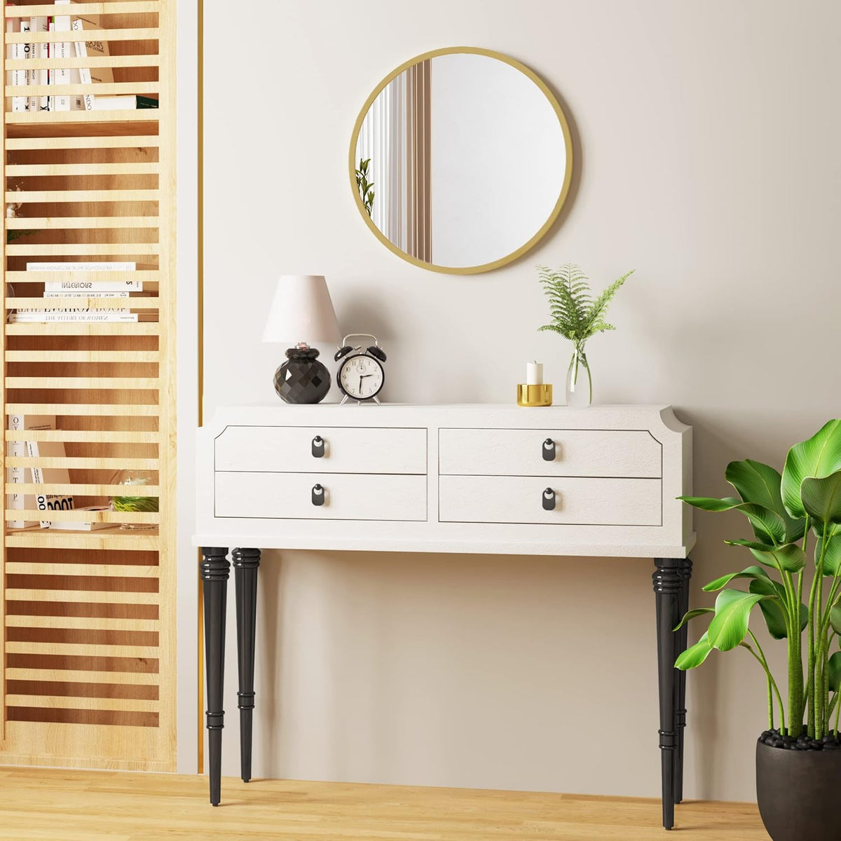 WOLTU Miroir Mural Rond, Miroir Salle de Bain, Ø50 cm, Doré | Cadre en Métal, Miroir Rond Décoratif pour Entrée, Chambre, Maquillage, Couloir, Moderne