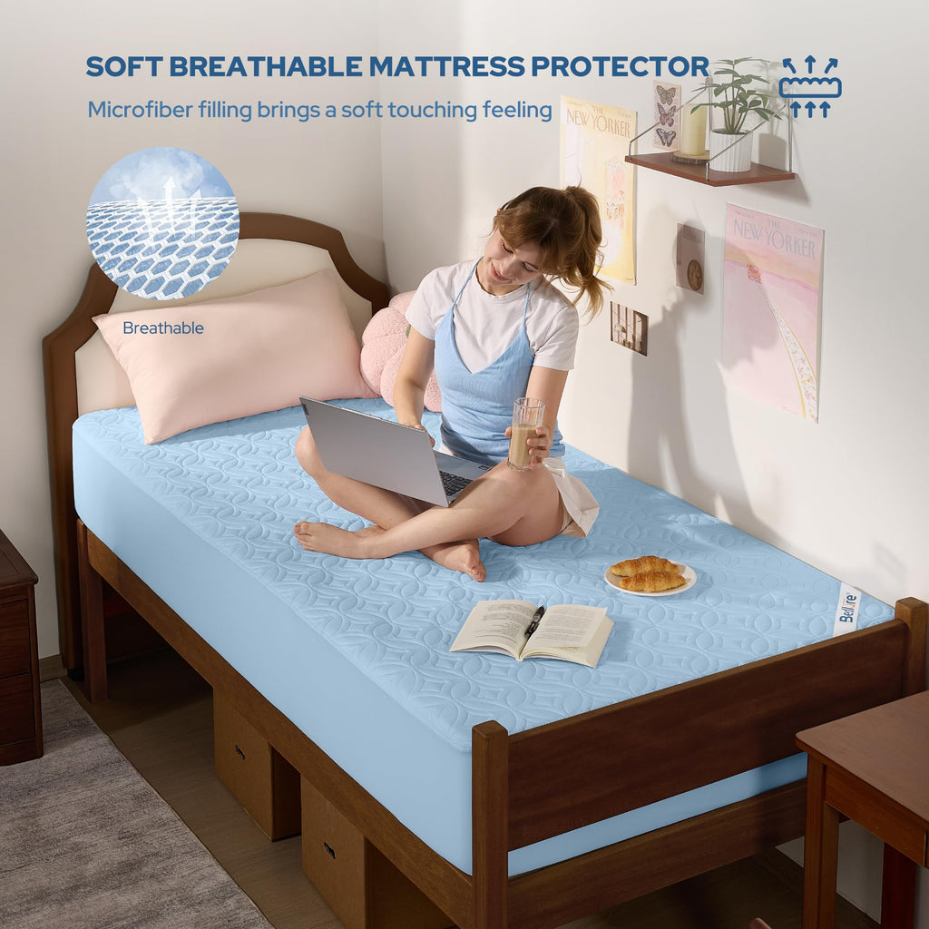 Protège-matelas imperméable BEDLORE, taille King | Bonnets profonds adaptés aux matelas de 15 à 46 cm (6 à 18 pouces), housse douce, silencieuse et résistante aux salissures, lavable (pour maison, chambre, hôtel) – Gris