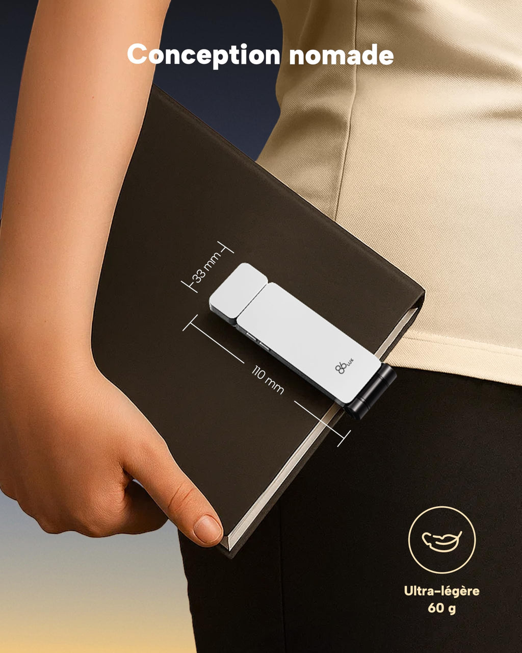 86lux Lampe de Lecture Rechargeable Liseuse LED USB-C, Vert | Lampe à Pince Marque-Page avec 3 Températures de Couleur, Jusqu'à 80H d'Autonomie