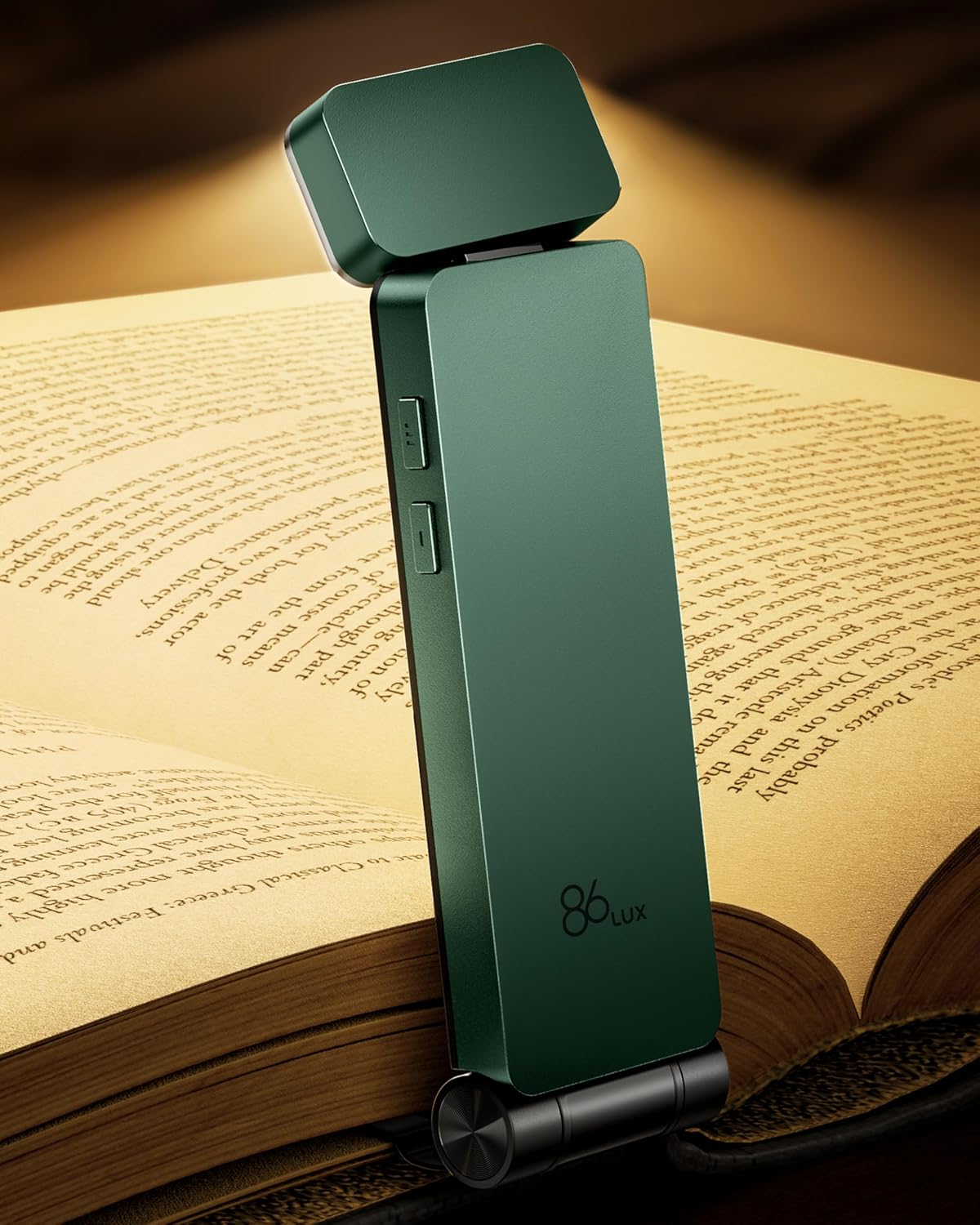 86lux Lampe de Lecture Rechargeable Liseuse LED USB-C, Vert | Lampe à Pince Marque-Page avec 3 Températures de Couleur, Jusqu'à 80H d'Autonomie