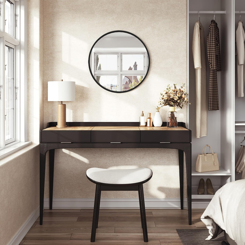 WOLTU Miroir Mural Rond, Miroir Salle de Bain, Ø50 cm, Doré | Cadre en Métal, Miroir Rond Décoratif pour Entrée, Chambre, Maquillage, Couloir, Moderne