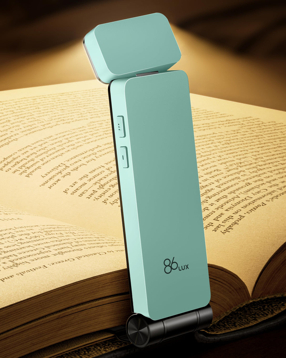 86lux Lampe de Lecture Rechargeable Liseuse LED USB-C, Vert | Lampe à Pince Marque-Page avec 3 Températures de Couleur, Jusqu'à 80H d'Autonomie