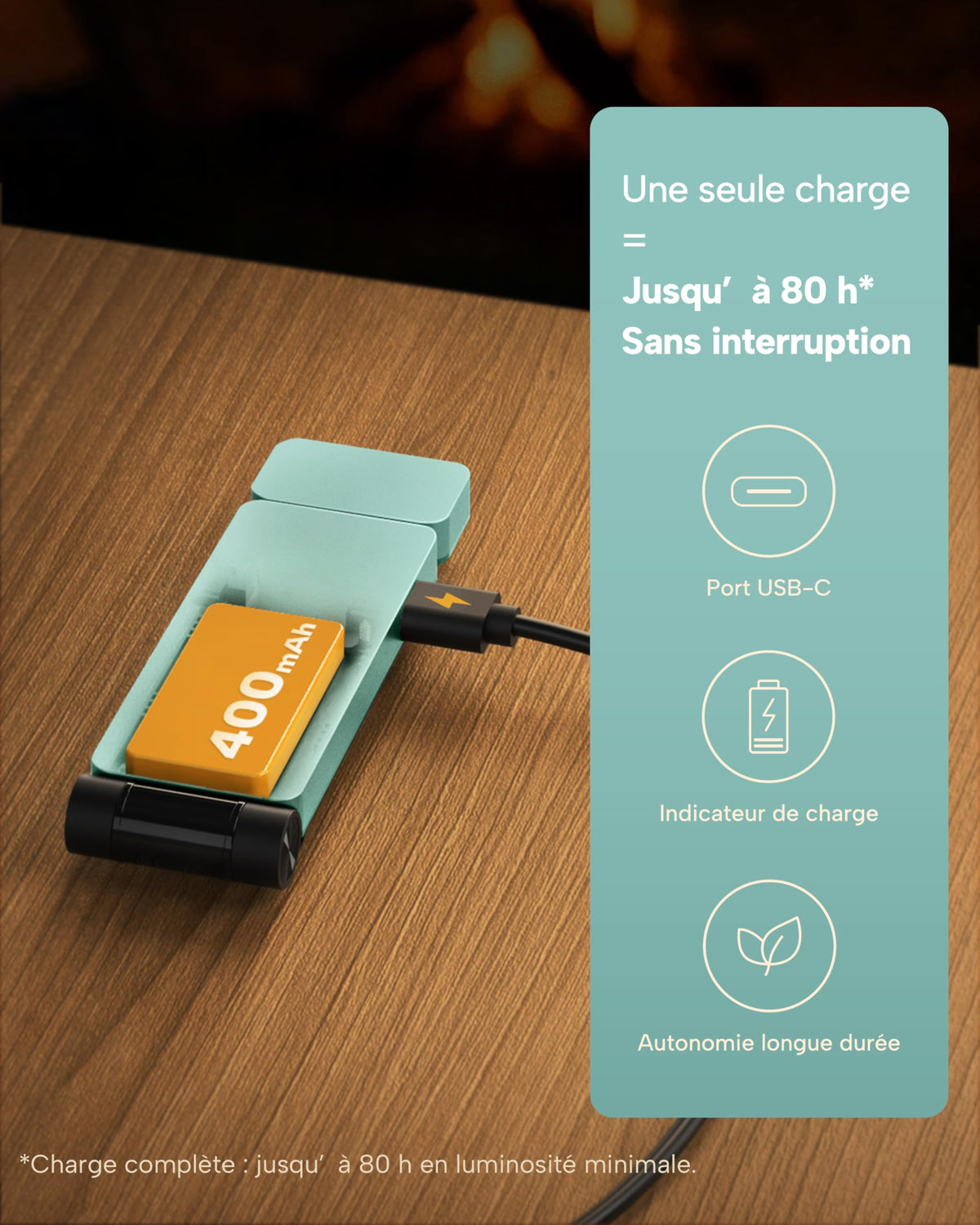86lux Lampe de Lecture Rechargeable Liseuse LED USB-C, Vert | Lampe à Pince Marque-Page avec 3 Températures de Couleur, Jusqu'à 80H d'Autonomie