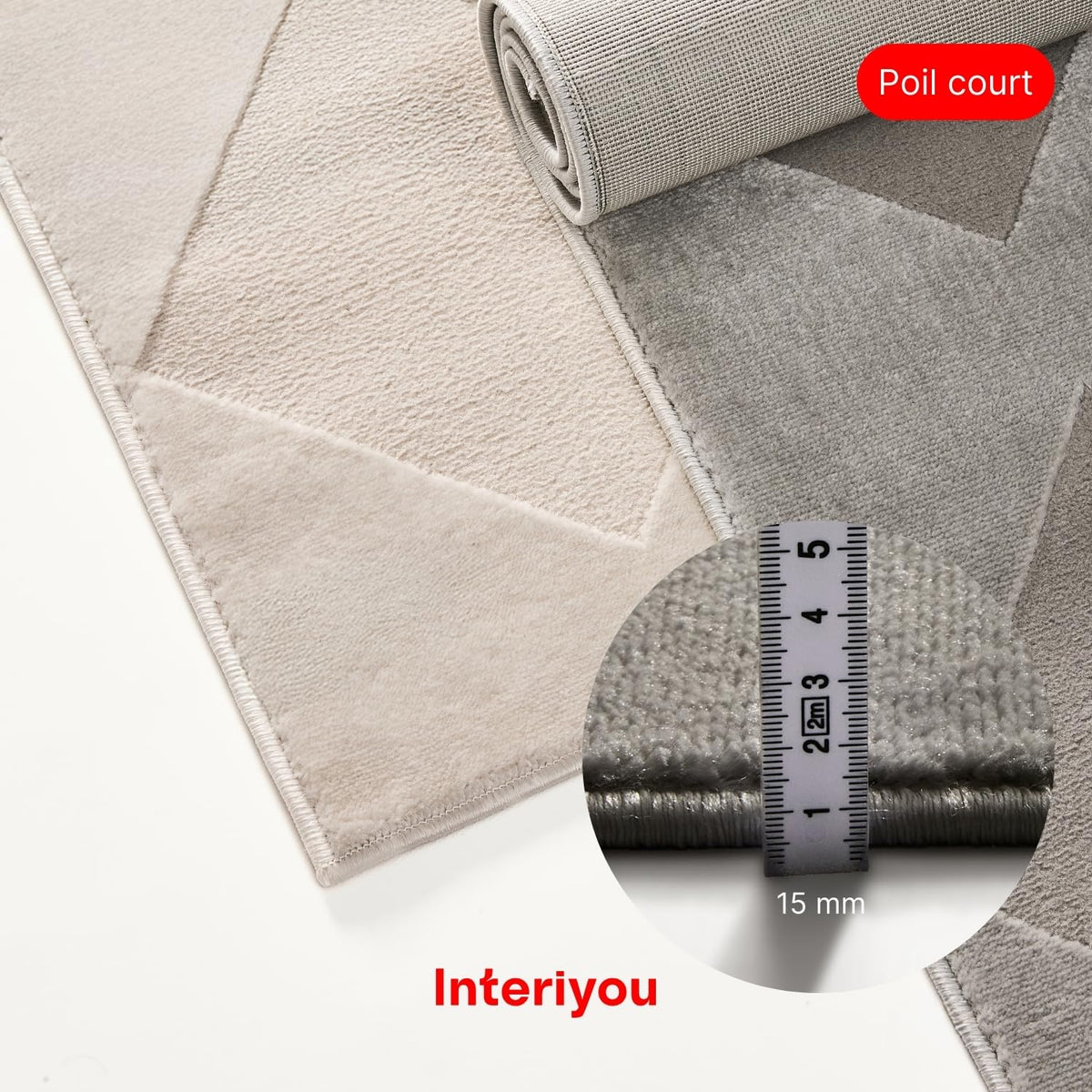 Interiyou Tapis Salon à Poils Courts Cannes - 120x170 Crème - Motif bohème scandinave avec Effet 3D - Plat et géométrique - Poil Ras pour Chambre, Couloir, Bureau