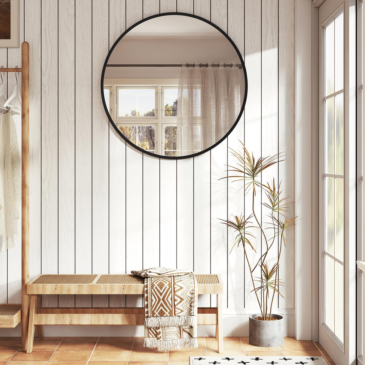 WOLTU Miroir Mural Rond, Miroir Salle de Bain, Ø50 cm, Doré | Cadre en Métal, Miroir Rond Décoratif pour Entrée, Chambre, Maquillage, Couloir, Moderne
