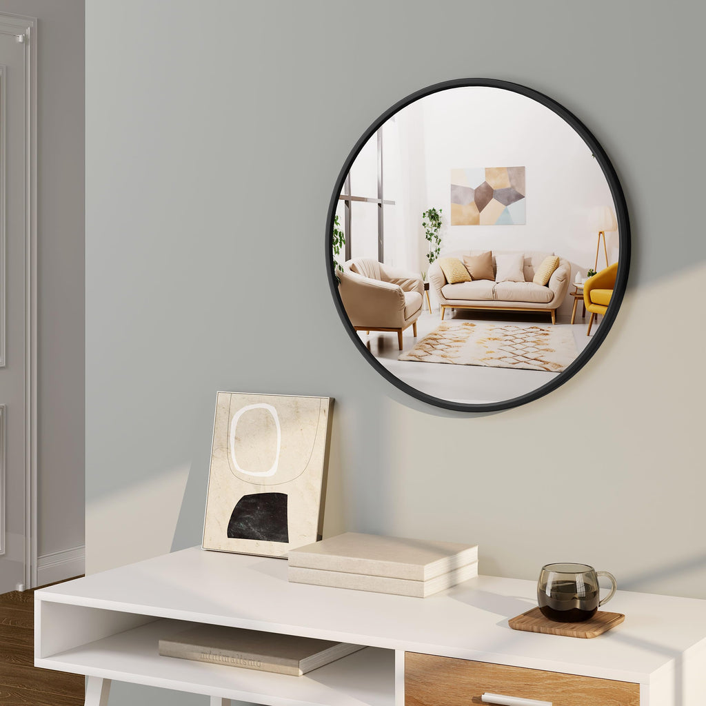 WOLTU Miroir Mural Rond, Miroir Salle de Bain, Ø50 cm, Doré | Cadre en Métal, Miroir Rond Décoratif pour Entrée, Chambre, Maquillage, Couloir, Moderne