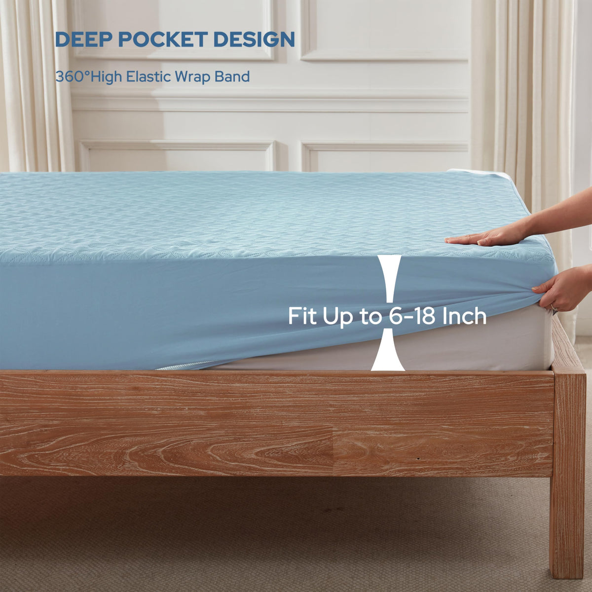 Protège-matelas imperméable BEDLORE, taille King | Bonnets profonds adaptés aux matelas de 15 à 46 cm (6 à 18 pouces), housse douce, silencieuse et résistante aux salissures, lavable (pour maison, chambre, hôtel) – Gris