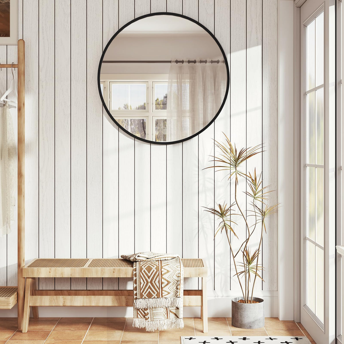 WOLTU Miroir Mural Rond, Miroir Salle de Bain, Ø50 cm, Doré | Cadre en Métal, Miroir Rond Décoratif pour Entrée, Chambre, Maquillage, Couloir, Moderne