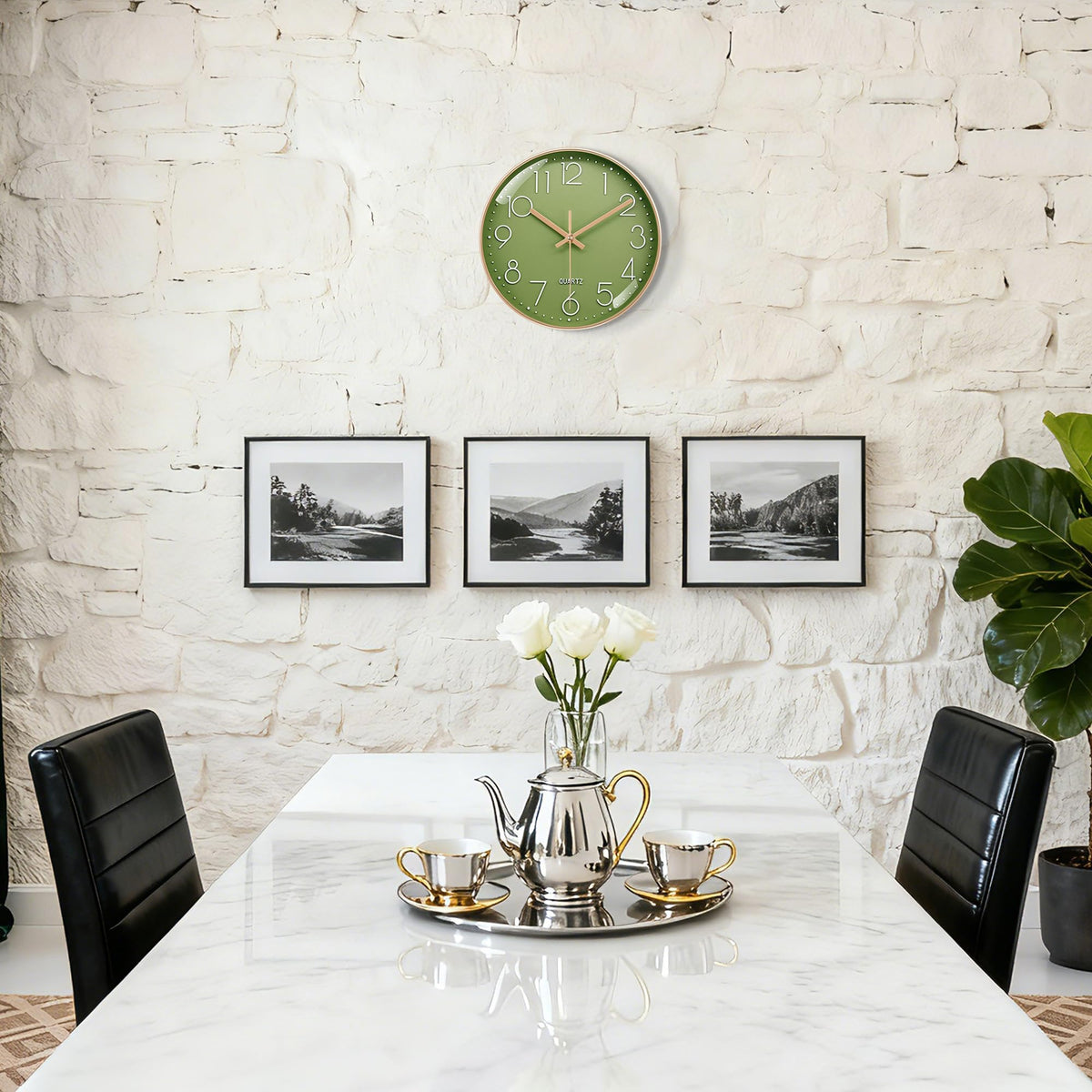 VIKMARI Horloge Murale 20 cm Moderne, Silencieuse, Or Rose, Cuisine, Salon | Décoration cuisine, horloge design moderne, grands chiffres 3D, silencieuse sans tic-tac, idéale pour salon et chambre