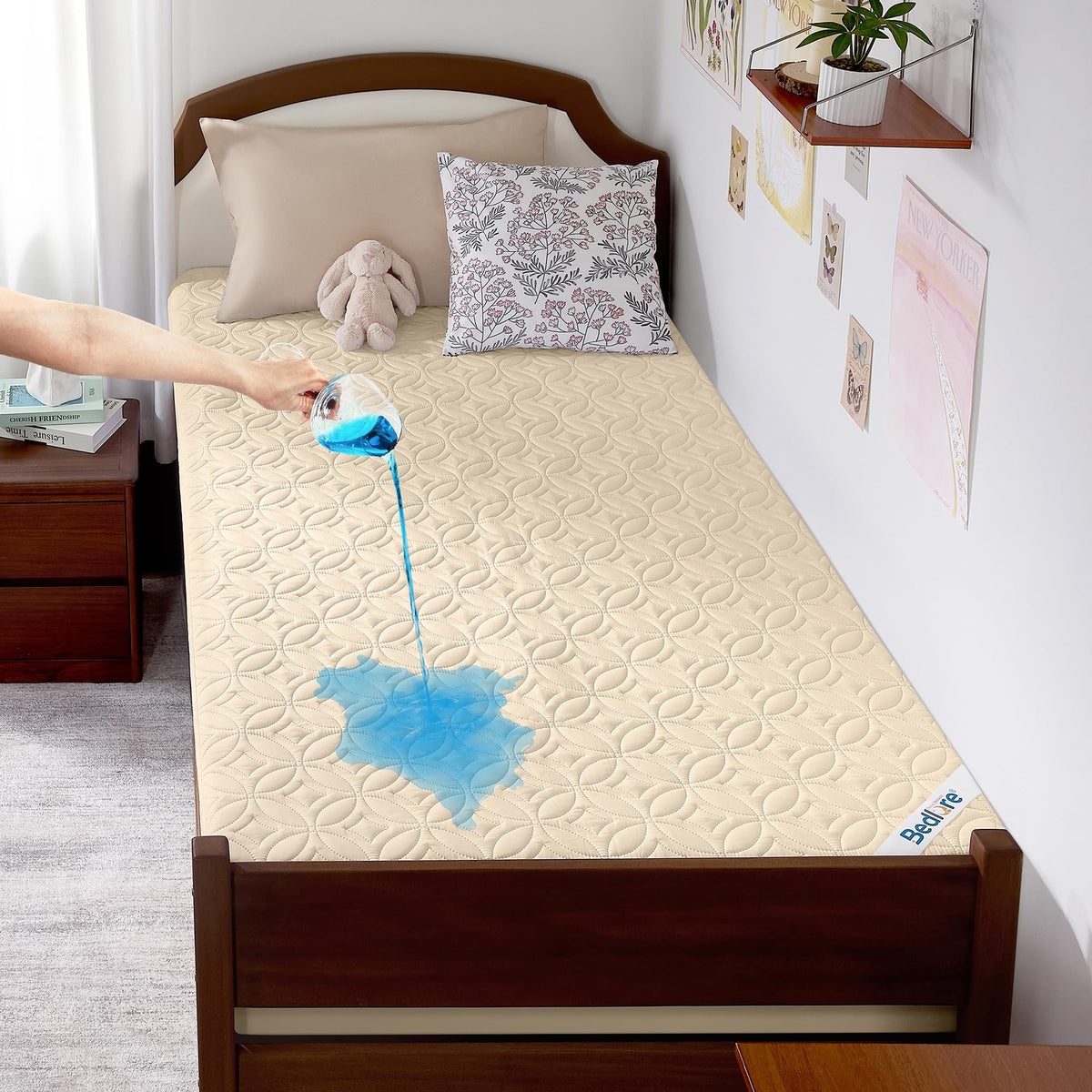 Protège-matelas imperméable BEDLORE, taille King | Bonnets profonds adaptés aux matelas de 15 à 46 cm (6 à 18 pouces), housse douce, silencieuse et résistante aux salissures, lavable (pour maison, chambre, hôtel) – Gris