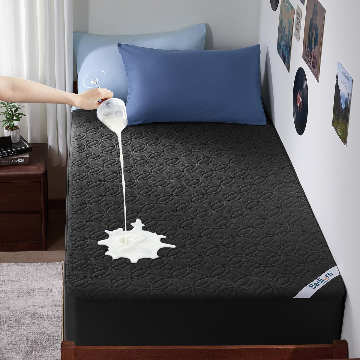 Protège-matelas imperméable BEDLORE, taille King | Bonnets profonds adaptés aux matelas de 15 à 46 cm (6 à 18 pouces), housse douce, silencieuse et résistante aux salissures, lavable (pour maison, chambre, hôtel) – Gris