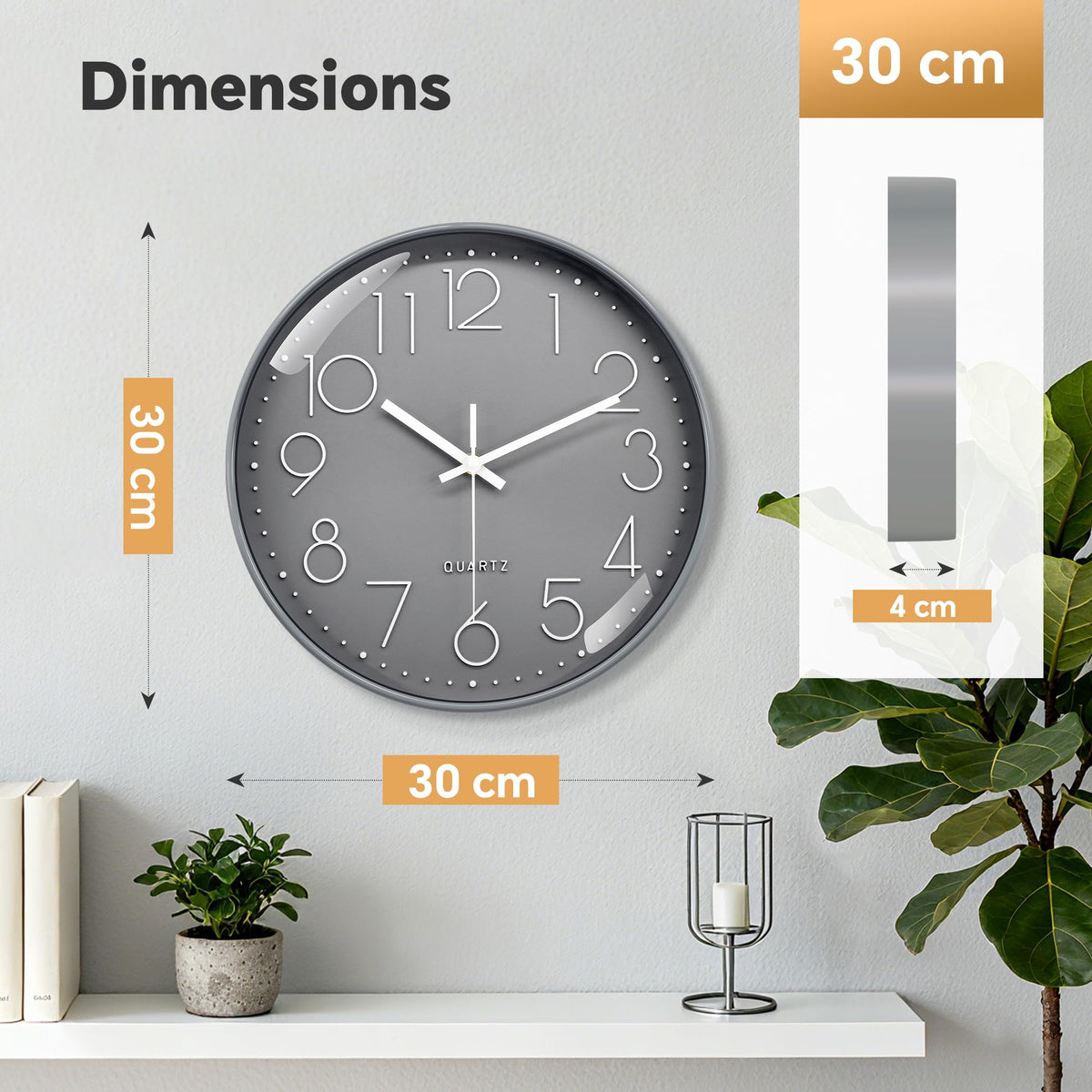 VIKMARI Horloge Murale 20 cm Moderne, Silencieuse, Or Rose, Cuisine, Salon | Décoration cuisine, horloge design moderne, grands chiffres 3D, silencieuse sans tic-tac, idéale pour salon et chambre