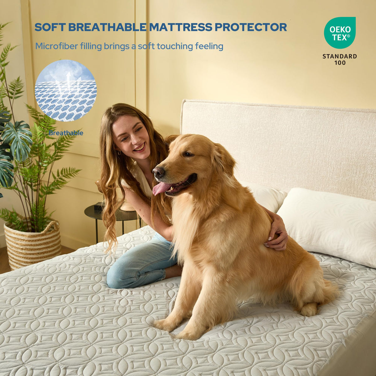 Protège-matelas imperméable BEDLORE, taille King | Bonnets profonds adaptés aux matelas de 15 à 46 cm (6 à 18 pouces), housse douce, silencieuse et résistante aux salissures, lavable (pour maison, chambre, hôtel) – Gris