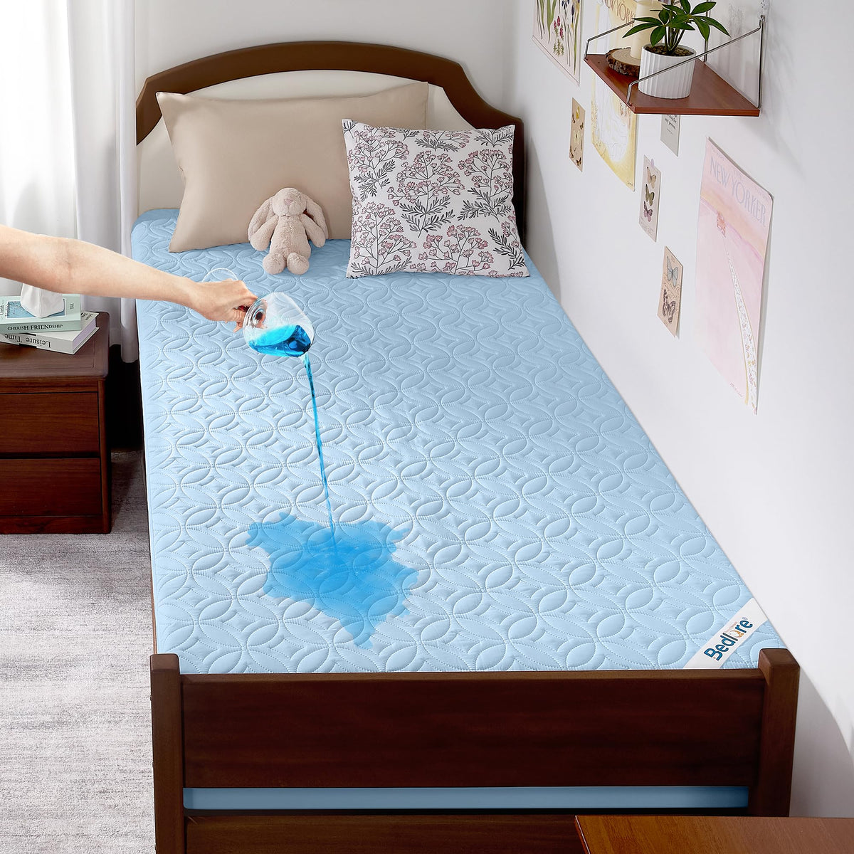 Protège-matelas imperméable BEDLORE, taille King | Bonnets profonds adaptés aux matelas de 15 à 46 cm (6 à 18 pouces), housse douce, silencieuse et résistante aux salissures, lavable (pour maison, chambre, hôtel) – Gris