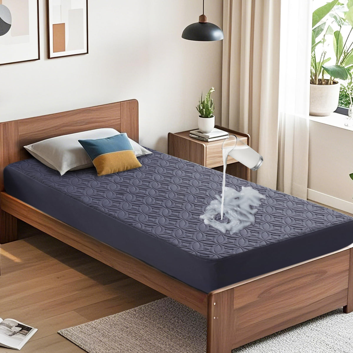Protège-matelas imperméable BEDLORE, taille King | Bonnets profonds adaptés aux matelas de 15 à 46 cm (6 à 18 pouces), housse douce, silencieuse et résistante aux salissures, lavable (pour maison, chambre, hôtel) – Gris