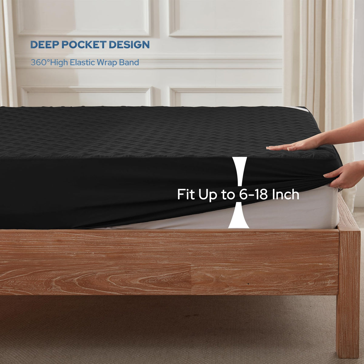 Protège-matelas imperméable BEDLORE, taille King | Bonnets profonds adaptés aux matelas de 15 à 46 cm (6 à 18 pouces), housse douce, silencieuse et résistante aux salissures, lavable (pour maison, chambre, hôtel) – Gris