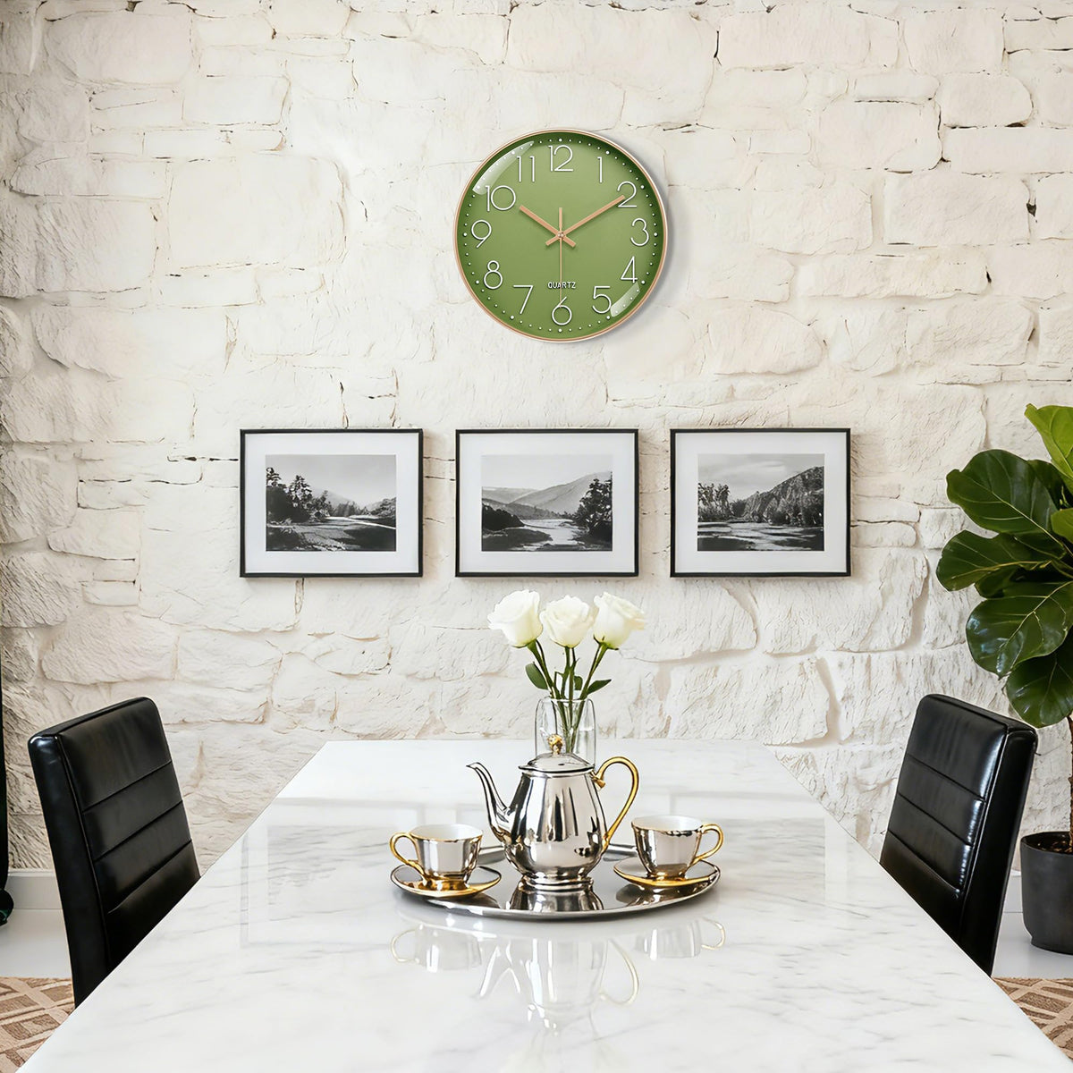 VIKMARI Horloge Murale 20 cm Moderne, Silencieuse, Or Rose, Cuisine, Salon | Décoration cuisine, horloge design moderne, grands chiffres 3D, silencieuse sans tic-tac, idéale pour salon et chambre