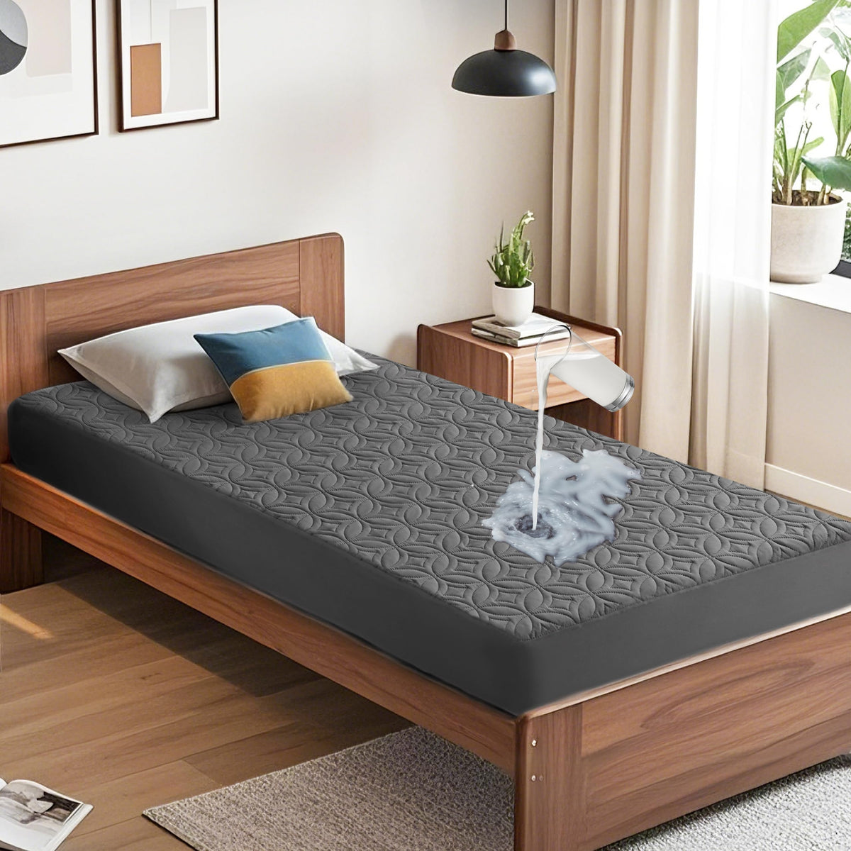 Protège-matelas imperméable BEDLORE, taille King | Bonnets profonds adaptés aux matelas de 15 à 46 cm (6 à 18 pouces), housse douce, silencieuse et résistante aux salissures, lavable (pour maison, chambre, hôtel) – Gris