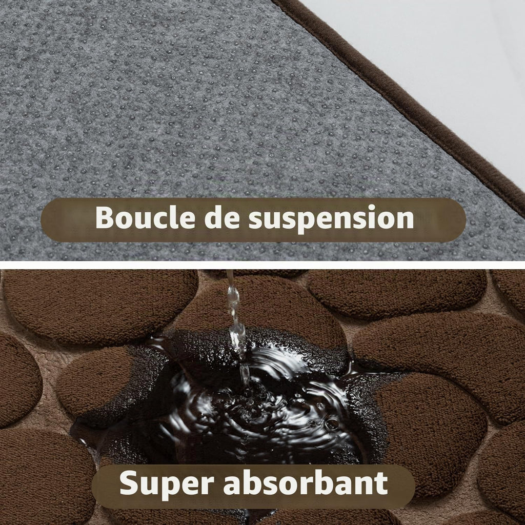 chakme Tapis de Bain en Mousse à mémoire de Forme - Tapis de Douche Absorbant - Tapis de Bain - Tapis décoratif - Antidérapant - pour Salle de Bain et Salon - 43 x 61 cm - Gris foncé