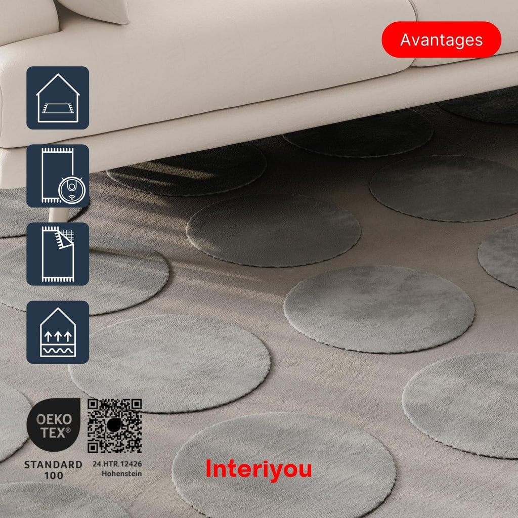 Interiyou Tapis Salon à Poils Courts Cannes - 120x170 Crème - Motif bohème scandinave avec Effet 3D - Plat et géométrique - Poil Ras pour Chambre, Couloir, Bureau