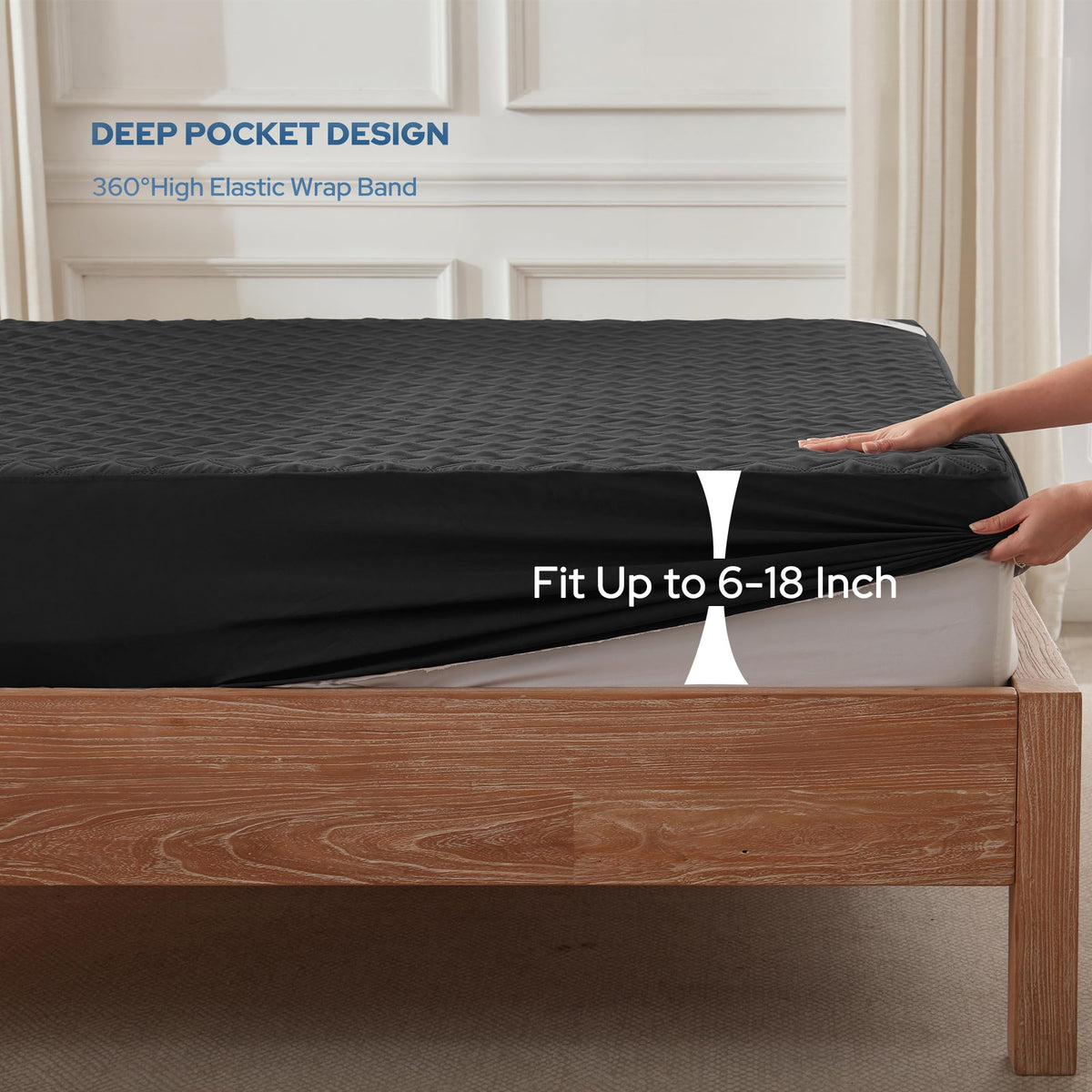 Protège-matelas imperméable BEDLORE, taille King | Bonnets profonds adaptés aux matelas de 15 à 46 cm (6 à 18 pouces), housse douce, silencieuse et résistante aux salissures, lavable (pour maison, chambre, hôtel) – Gris