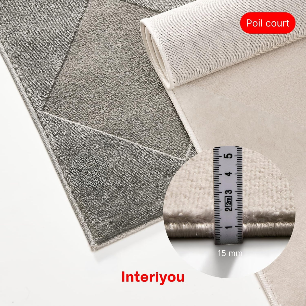 Interiyou Tapis Salon à Poils Courts Cannes - 120x170 Crème - Motif bohème scandinave avec Effet 3D - Plat et géométrique - Poil Ras pour Chambre, Couloir, Bureau