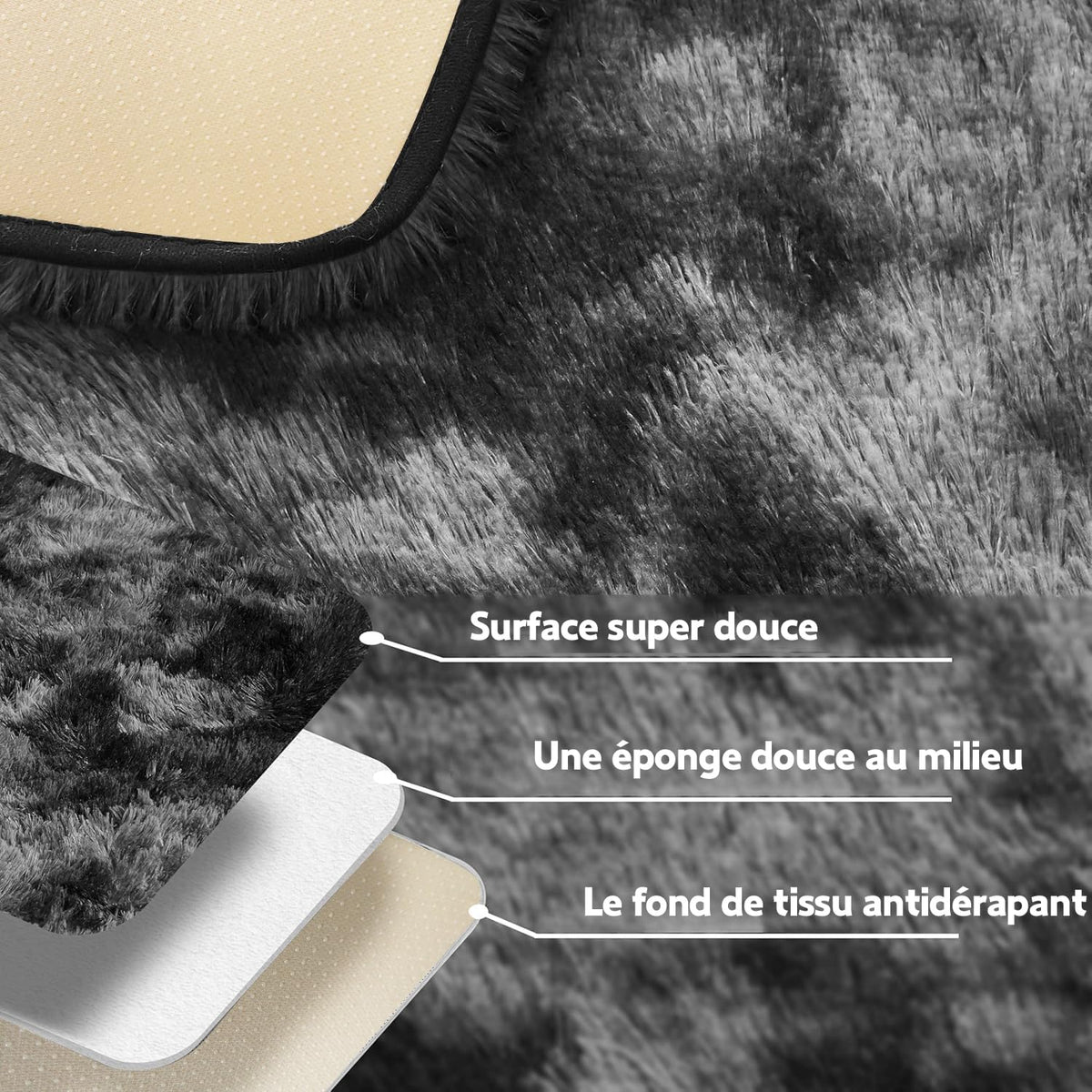 Tapis Salon Tapis Chambre 160x230CM, Dessous Antidérapant, Doux Moelleux (Gris Clair, 160x230cm)