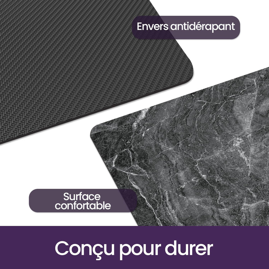 DEXI Tapis de Bain Antidérapant Ultra Mince 40x60cm Noir | Super Absorbant, Sèche Rapide, Motif Marbre Moderne, Facile à Nettoyer, pour Salle de Bain, Baignoire et Douche