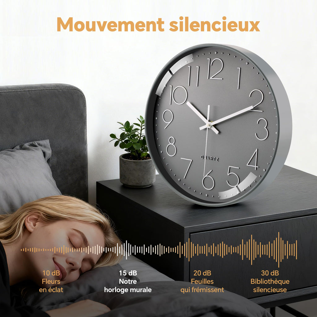 VIKMARI Horloge Murale 20 cm Moderne, Silencieuse, Or Rose, Cuisine, Salon | Décoration cuisine, horloge design moderne, grands chiffres 3D, silencieuse sans tic-tac, idéale pour salon et chambre