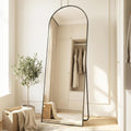 SONGMICS Miroir Intégral, 160 x 50 cm, Miroir Arqué sur Pied, à Poser au Sol, Cadre en Alliage d’Aluminium, Verre Trempé, pour Chambre, Salon, Dressing, Noir d'encre LFM031B01 | Cadre en alliage d'aluminium pour chambre à coucher, salon, vestiaire, noir m