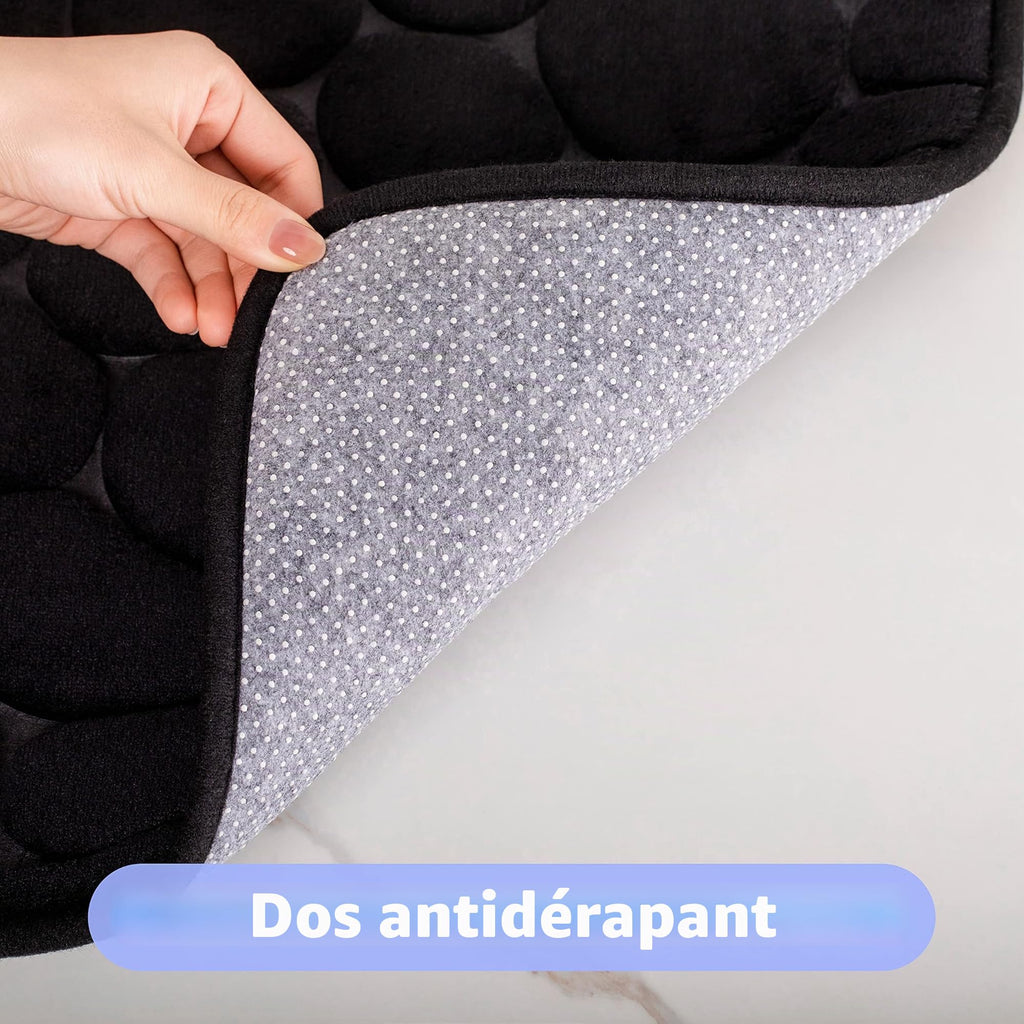 chakme Tapis de Bain en Mousse à mémoire de Forme - Tapis de Douche Absorbant - Tapis de Bain - Tapis décoratif - Antidérapant - pour Salle de Bain et Salon - 43 x 61 cm - Gris foncé