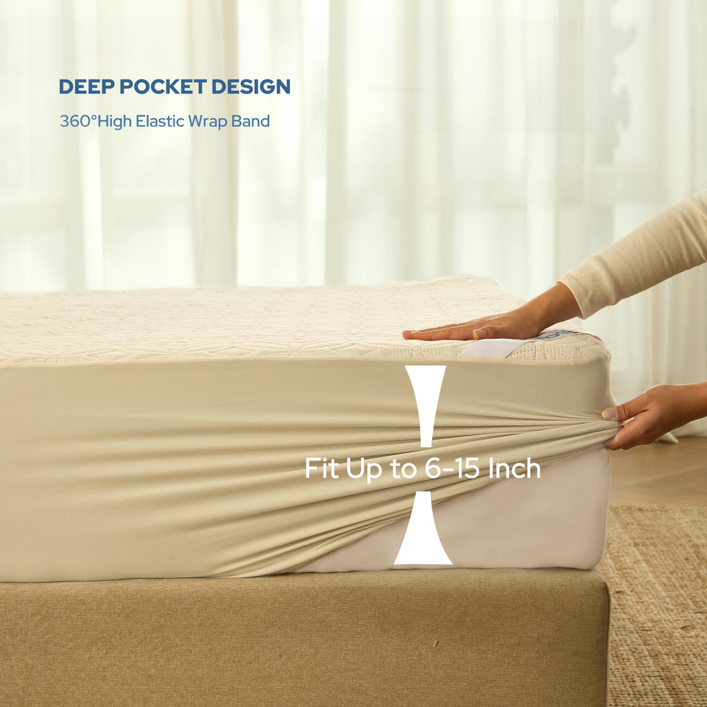 Protège-matelas imperméable BEDLORE, taille King | Bonnets profonds adaptés aux matelas de 15 à 46 cm (6 à 18 pouces), housse douce, silencieuse et résistante aux salissures, lavable (pour maison, chambre, hôtel) – Gris