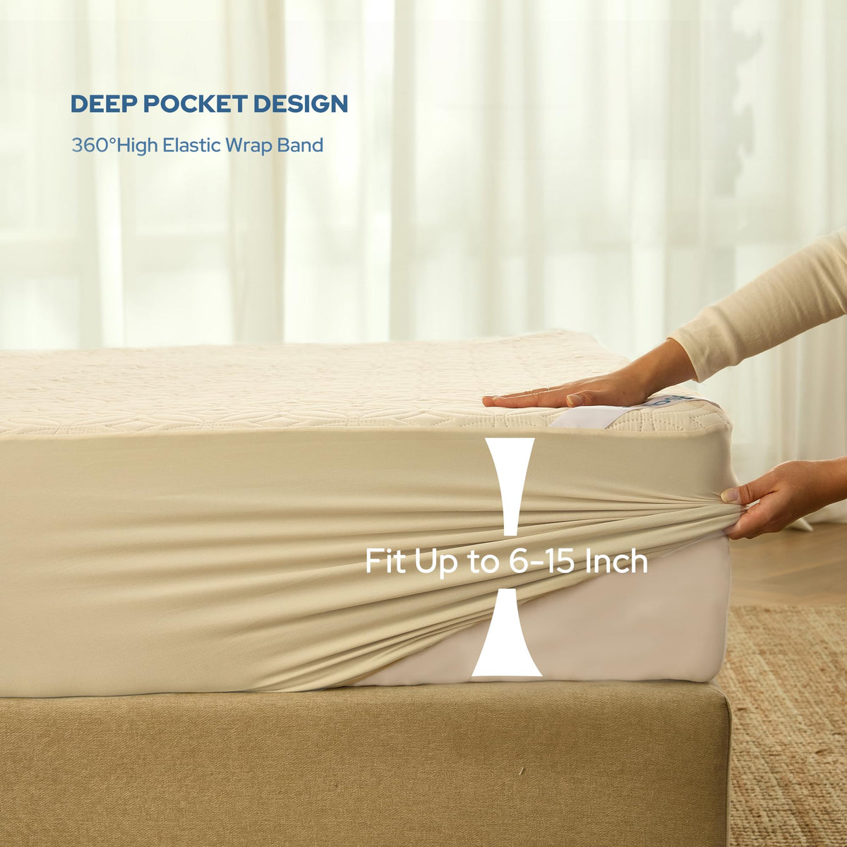 Protège-matelas imperméable BEDLORE, taille King | Bonnets profonds adaptés aux matelas de 15 à 46 cm (6 à 18 pouces), housse douce, silencieuse et résistante aux salissures, lavable (pour maison, chambre, hôtel) – Gris