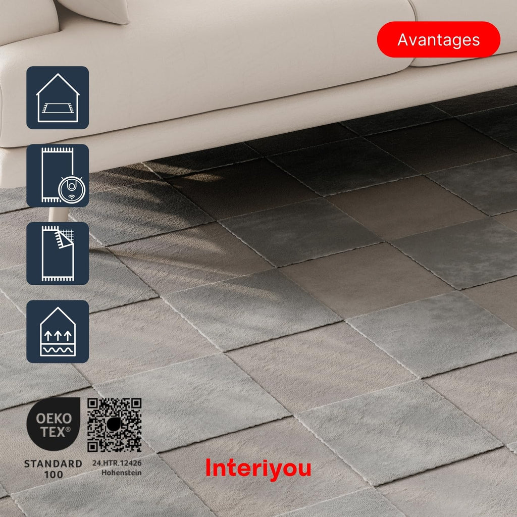 Interiyou Tapis Salon à Poils Courts Cannes - 120x170 Crème - Motif bohème scandinave avec Effet 3D - Plat et géométrique - Poil Ras pour Chambre, Couloir, Bureau