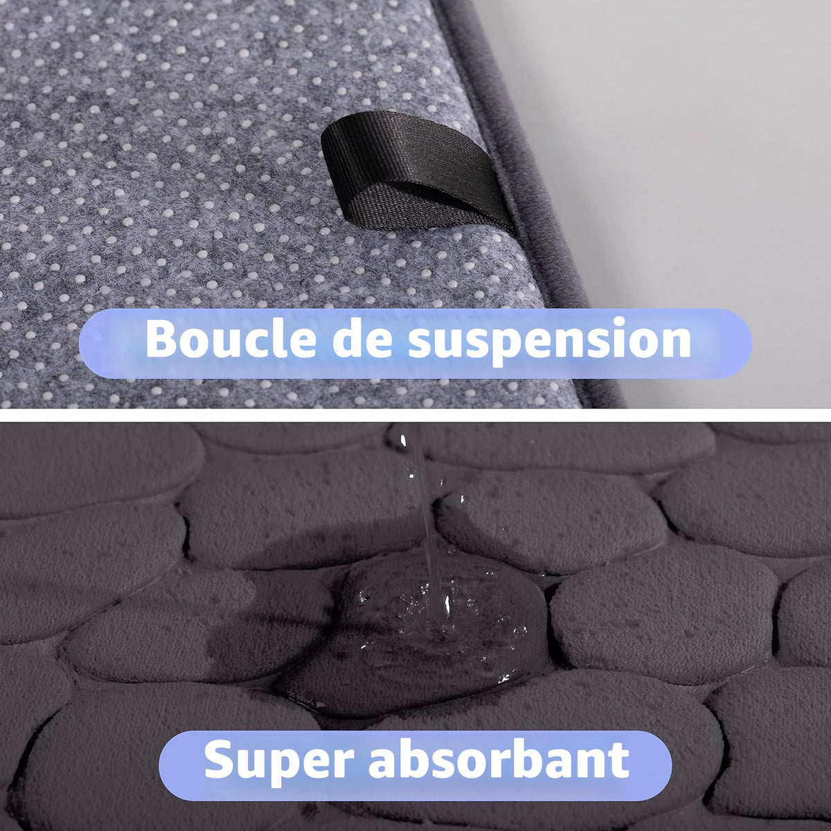 chakme Tapis de Bain en Mousse à mémoire de Forme - Tapis de Douche Absorbant - Tapis de Bain - Tapis décoratif - Antidérapant - pour Salle de Bain et Salon - 43 x 61 cm - Gris foncé