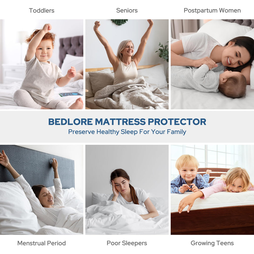 Protège-matelas imperméable BEDLORE, taille King | Bonnets profonds adaptés aux matelas de 15 à 46 cm (6 à 18 pouces), housse douce, silencieuse et résistante aux salissures, lavable (pour maison, chambre, hôtel) – Gris