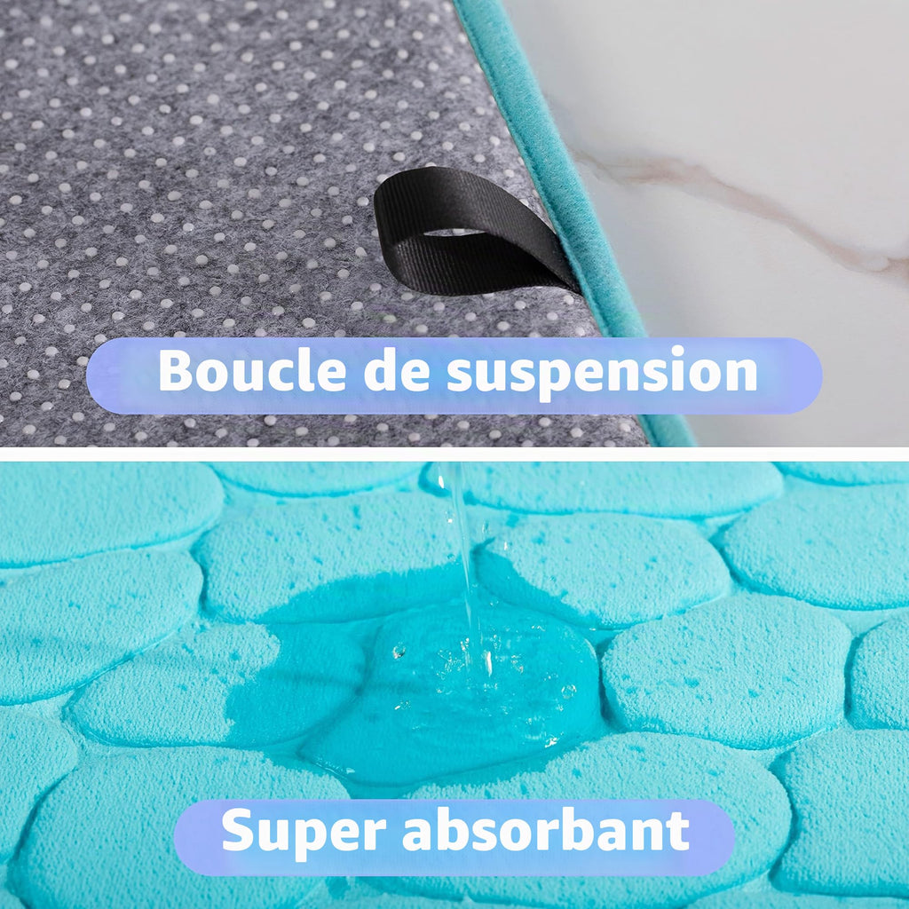 chakme Tapis de Bain en Mousse à mémoire de Forme - Tapis de Douche Absorbant - Tapis de Bain - Tapis décoratif - Antidérapant - pour Salle de Bain et Salon - 43 x 61 cm - Gris foncé