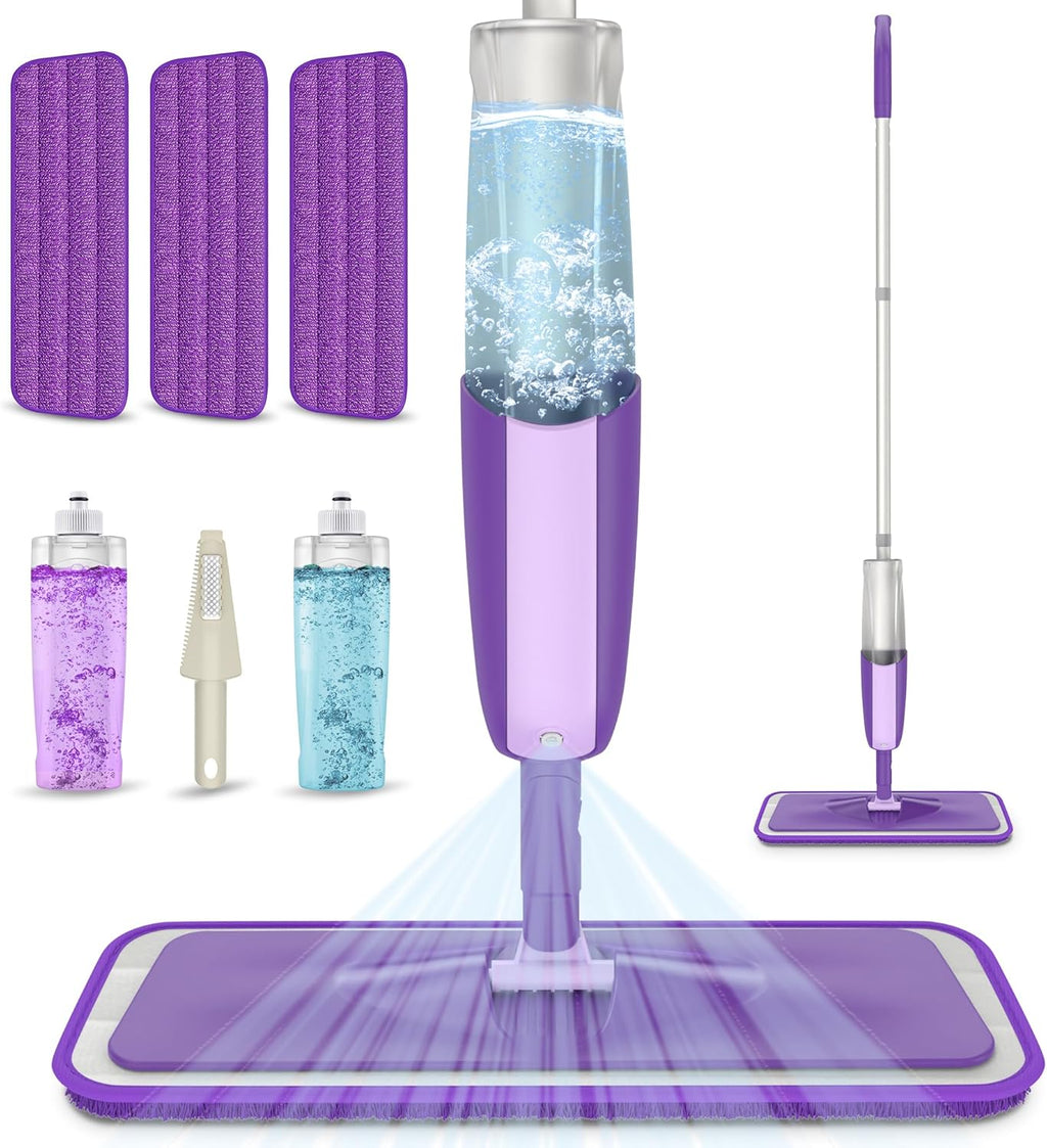 Balais Serpillère Vaporisateur, MEXERRIS Balai Lave Sol avec 2 Reservoirs | Spray Mop Professionnel Microfibre Mop Pulvérisateur pour la Maison, la Cuisine, Bois, Parquet, Stratifié, Bois, Carrelage