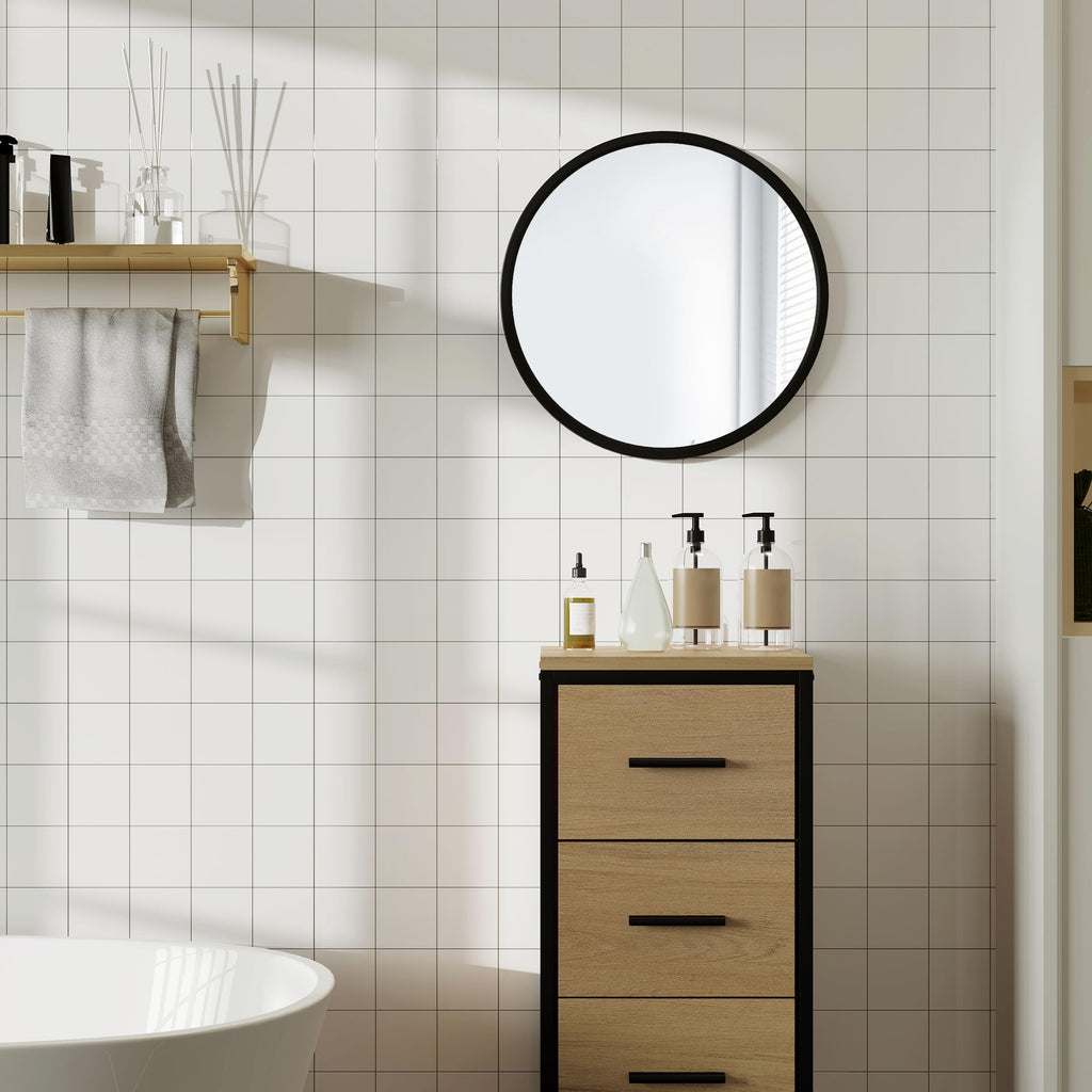 WOLTU Miroir Mural Rond, Miroir Salle de Bain, Ø50 cm, Doré | Cadre en Métal, Miroir Rond Décoratif pour Entrée, Chambre, Maquillage, Couloir, Moderne