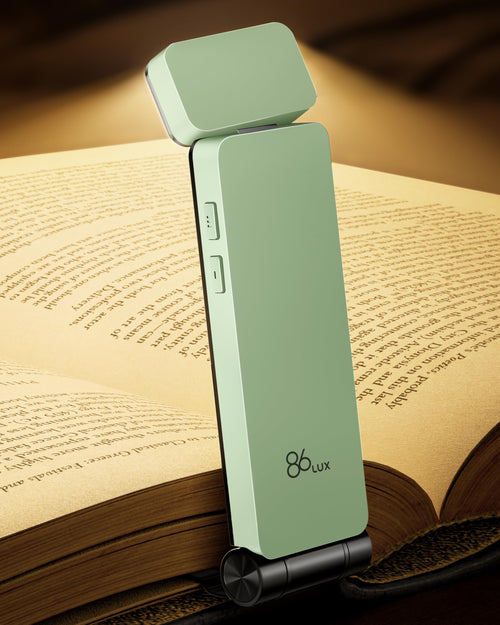 86lux Lampe de Lecture Rechargeable Liseuse LED USB-C, Vert | Lampe à Pince Marque-Page avec 3 Températures de Couleur, Jusqu'à 80H d'Autonomie