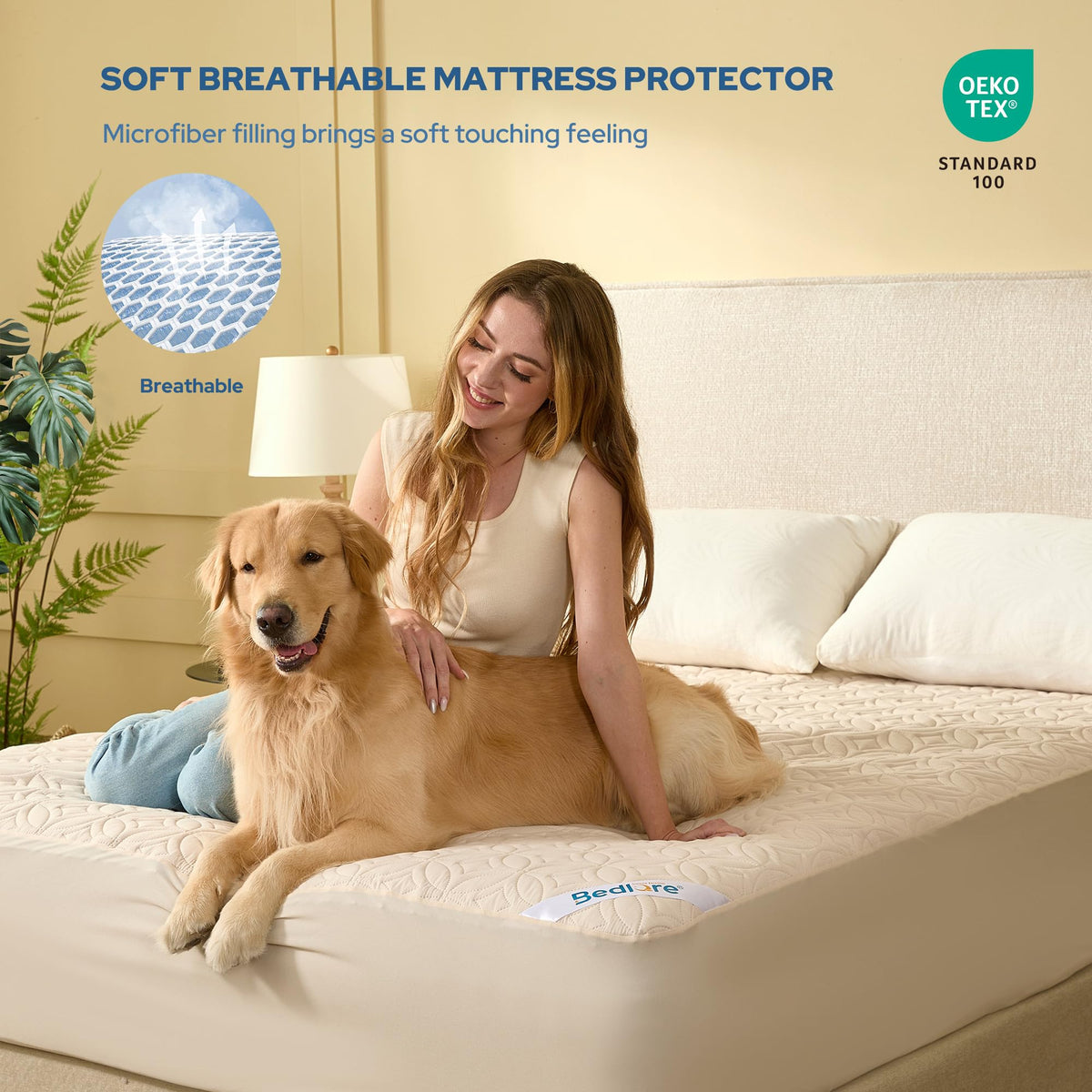 Protège-matelas imperméable BEDLORE, taille King | Bonnets profonds adaptés aux matelas de 15 à 46 cm (6 à 18 pouces), housse douce, silencieuse et résistante aux salissures, lavable (pour maison, chambre, hôtel) – Gris