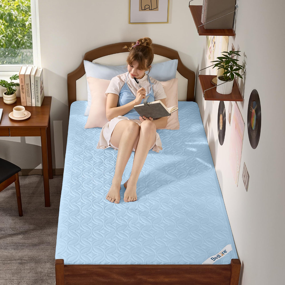 Protège-matelas imperméable BEDLORE, taille King | Bonnets profonds adaptés aux matelas de 15 à 46 cm (6 à 18 pouces), housse douce, silencieuse et résistante aux salissures, lavable (pour maison, chambre, hôtel) – Gris