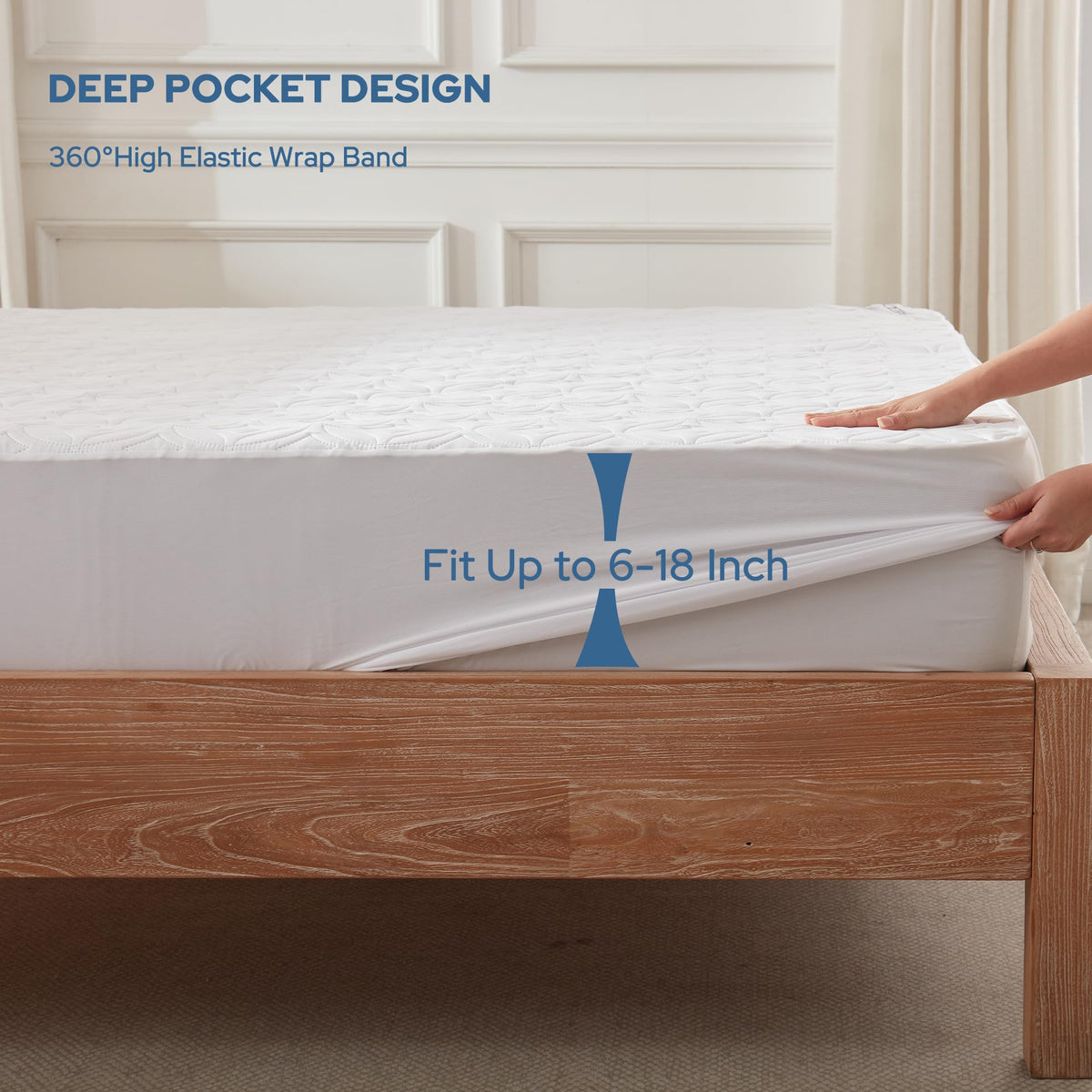Protège-matelas imperméable BEDLORE, taille King | Bonnets profonds adaptés aux matelas de 15 à 46 cm (6 à 18 pouces), housse douce, silencieuse et résistante aux salissures, lavable (pour maison, chambre, hôtel) – Gris