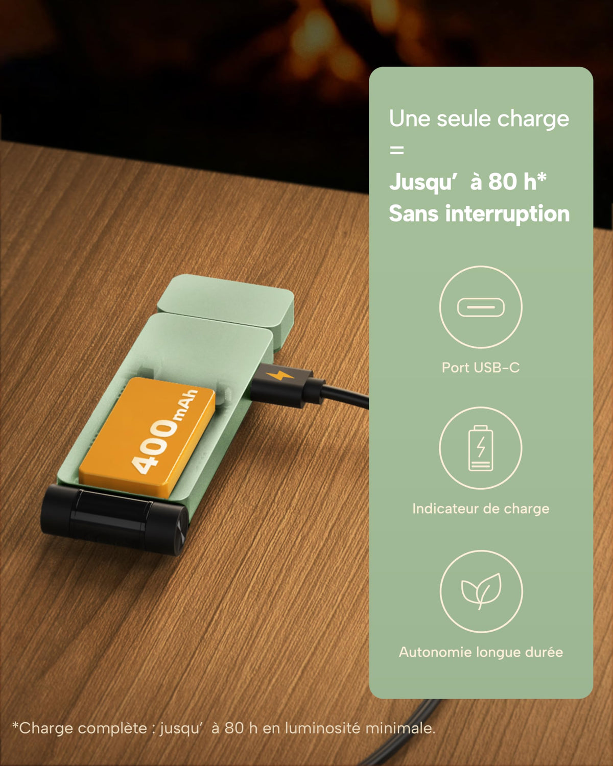86lux Lampe de Lecture Rechargeable Liseuse LED USB-C, Vert | Lampe à Pince Marque-Page avec 3 Températures de Couleur, Jusqu'à 80H d'Autonomie